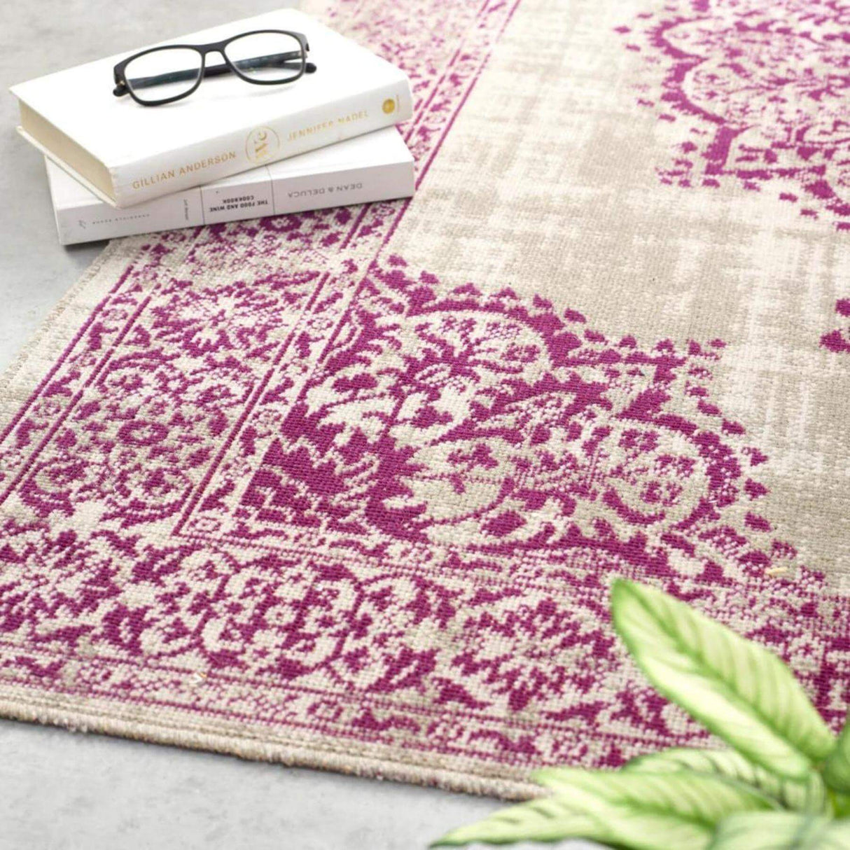 The Rugs Saville Grey Raspberry Vintage Rug