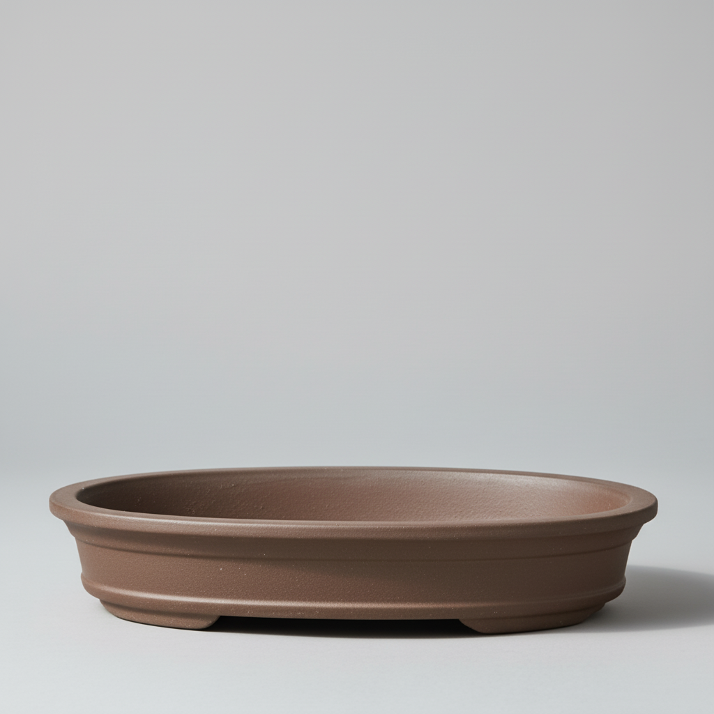 Yorkshire Bonsai Unglazed Oval Bonsai Pot Brown - 33cm