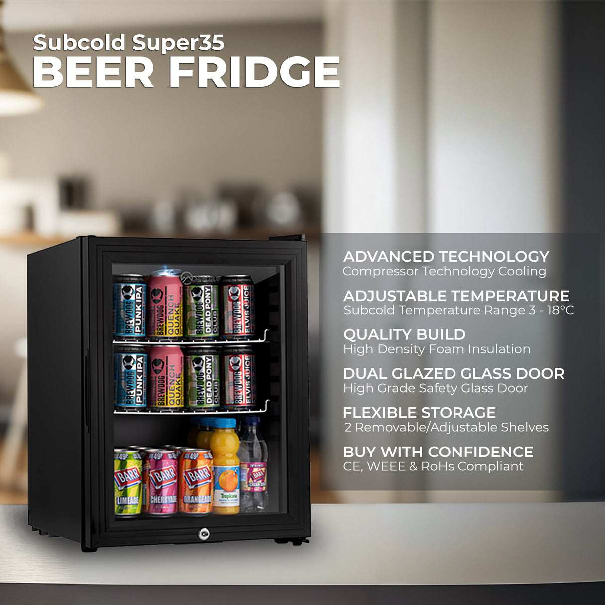 Subcold Super35 LED Beer Fridge | 33L