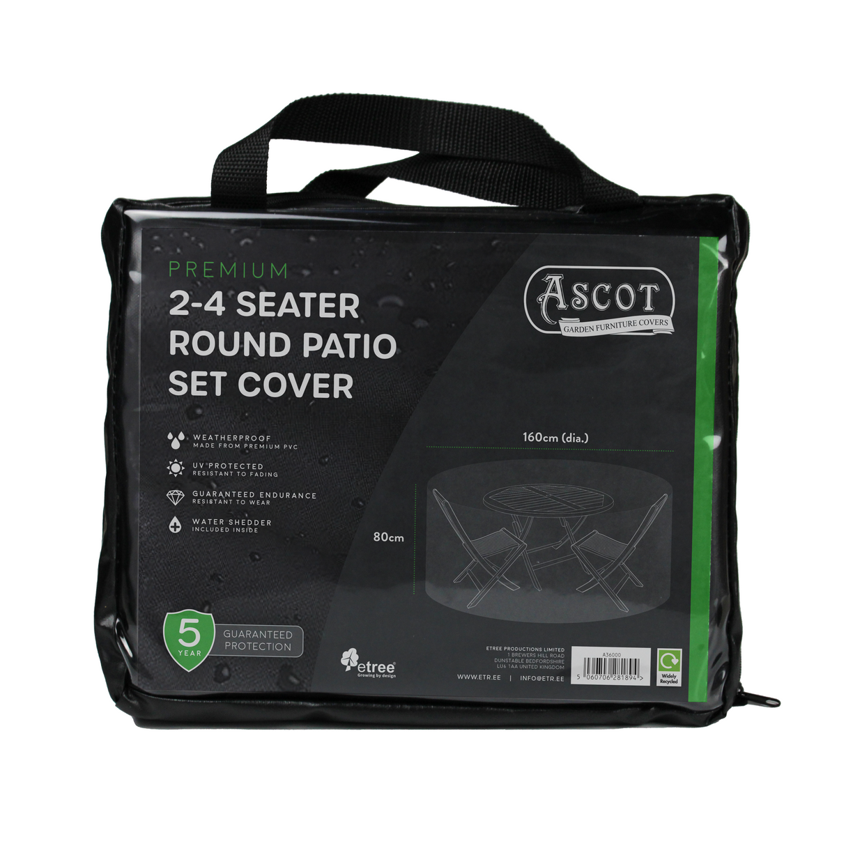 Etree Premium Small (2-4 seater) Round Patio Set Cover - 160 (Dia.)X 80(H) cm