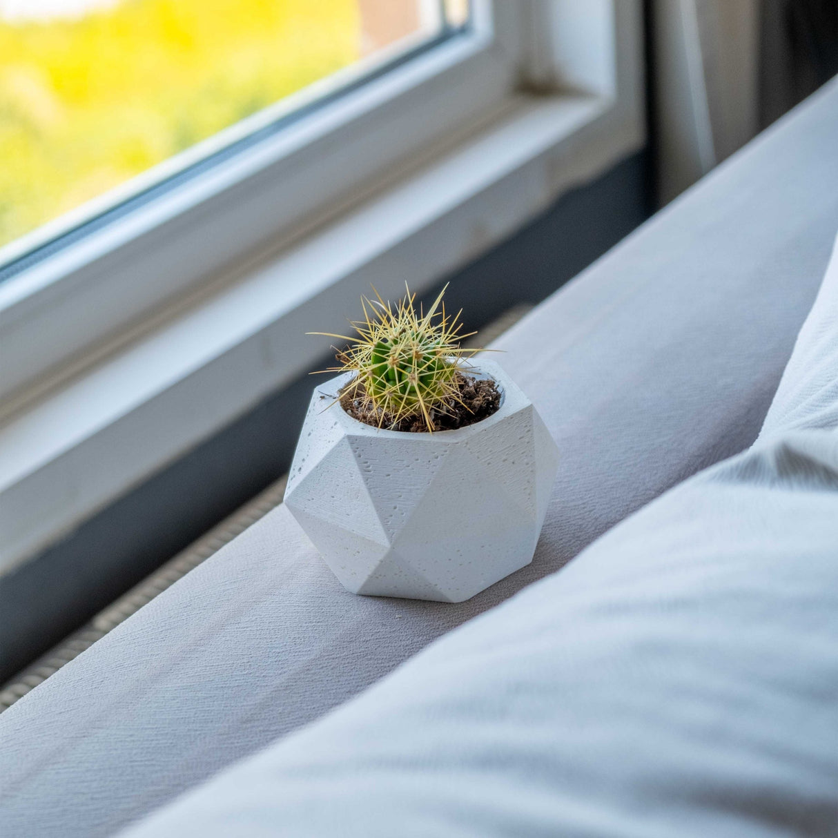 Gloria Home White Concrete Polygonal Pot
