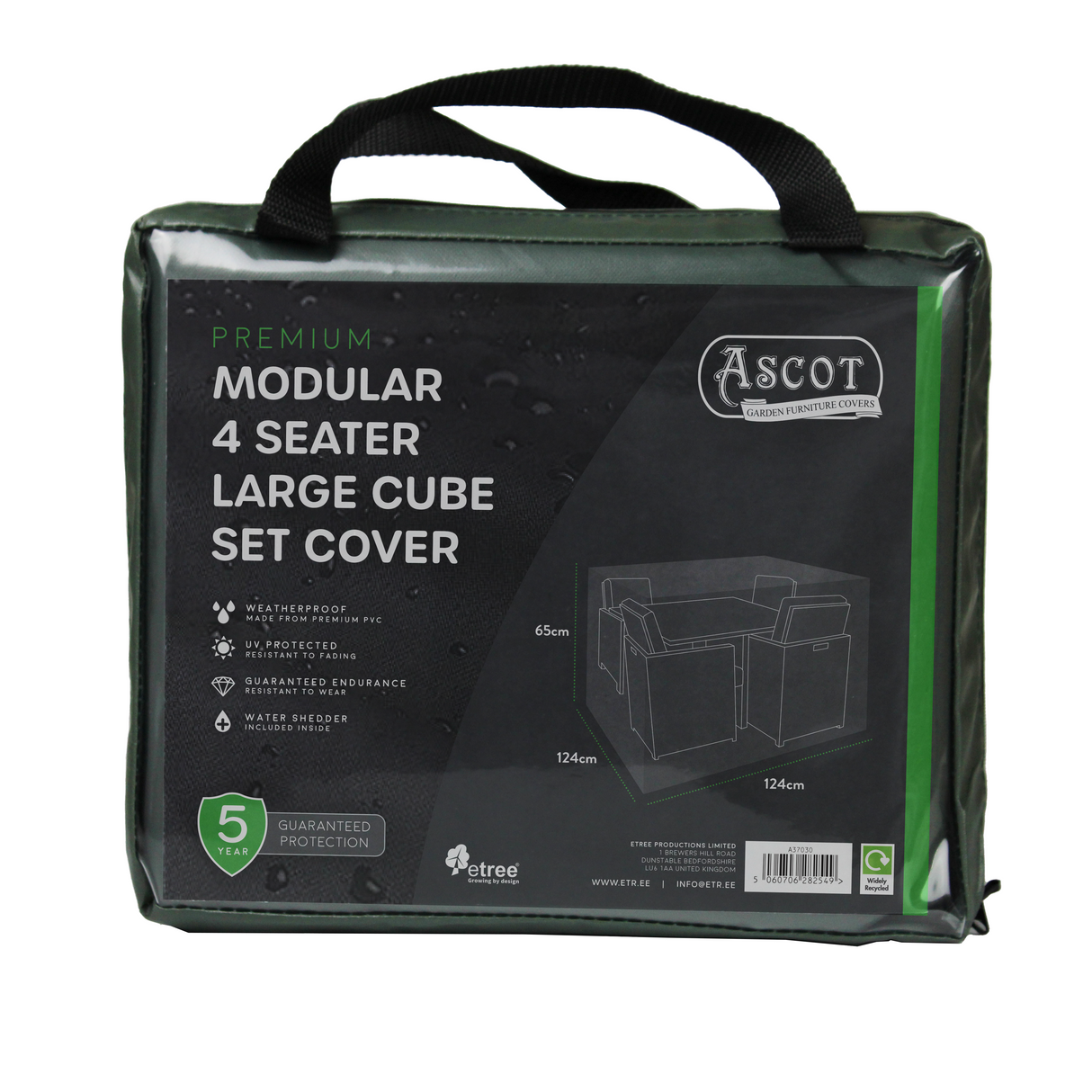 Etree Premium Modular 4 Seater Cube Set Cover Large - 124 X 124 X 65 H