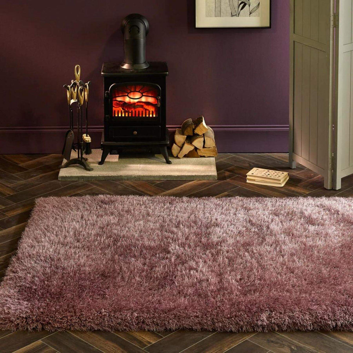 Extravagance Lilac Shaggy Rug by The Rugs