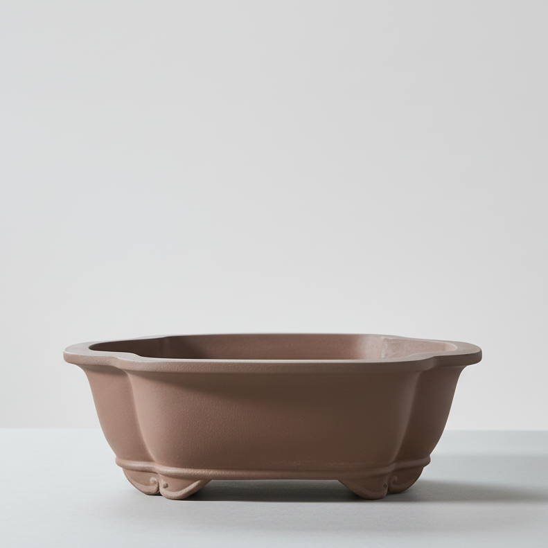 Yorkshire Bonsai Brown Floral Unglazed Bonsai Pot - 37cm