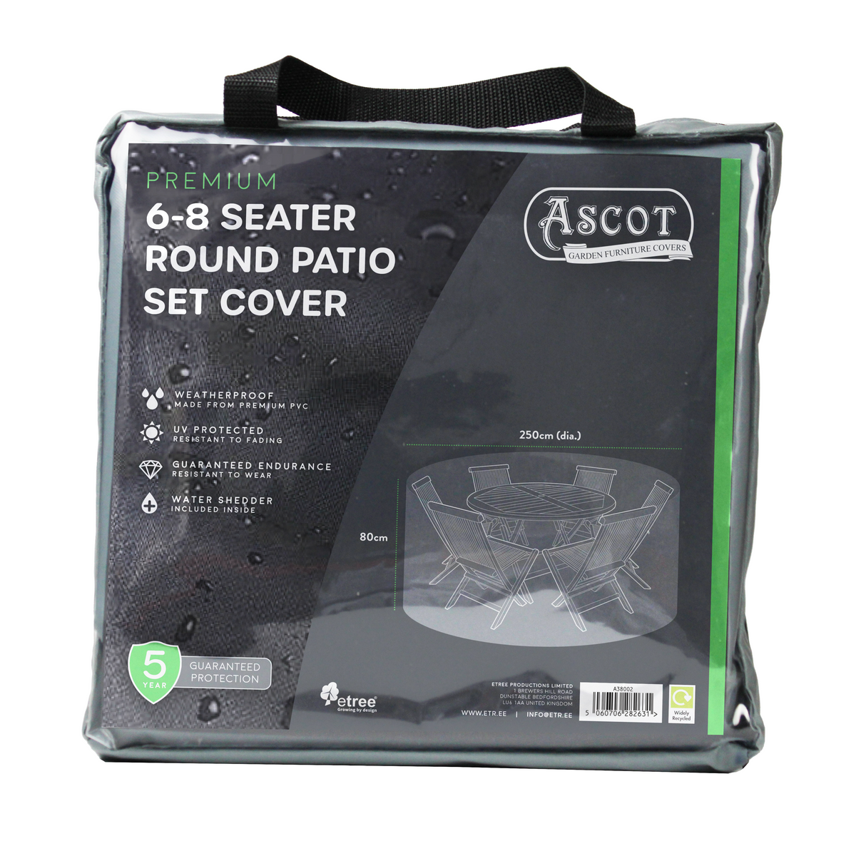 Etree Premium Large 6-8 seater Round Patio Set Cover - 250 (Dia.)X 80(H) cm