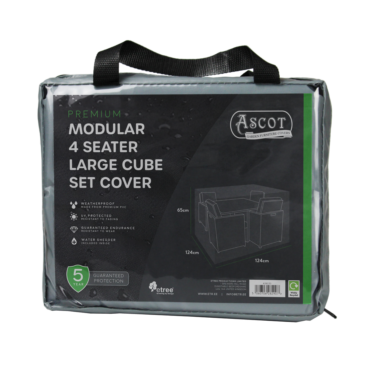 Etree Premium Modular 4 Seater Cube Set Cover Large - 124 X 124 X 65 H