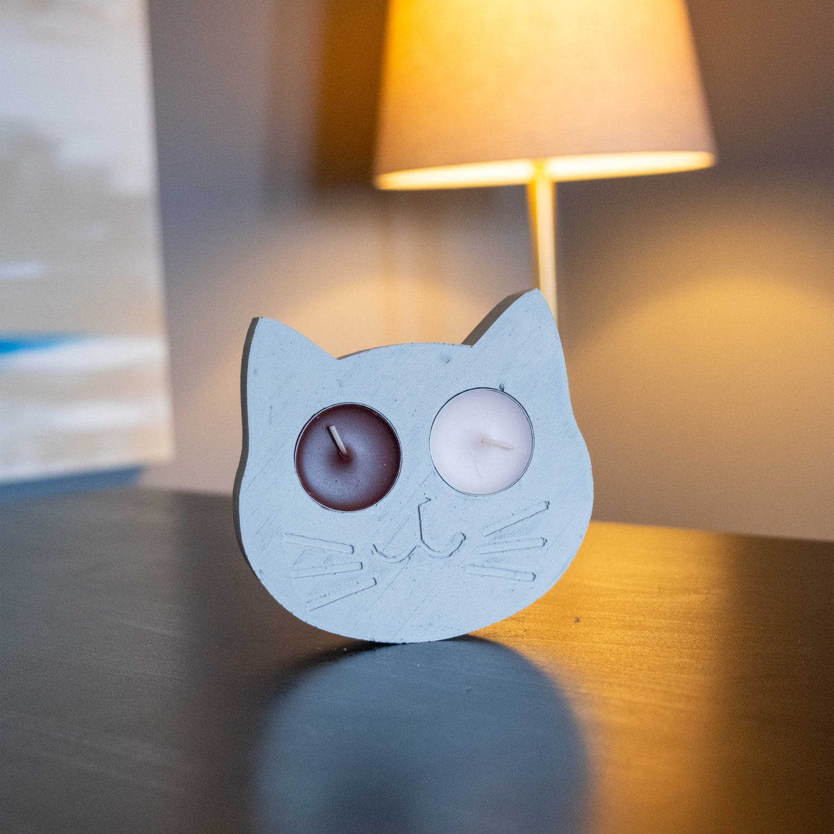 Gloria Home Concrete Cat Face Tealight Holder