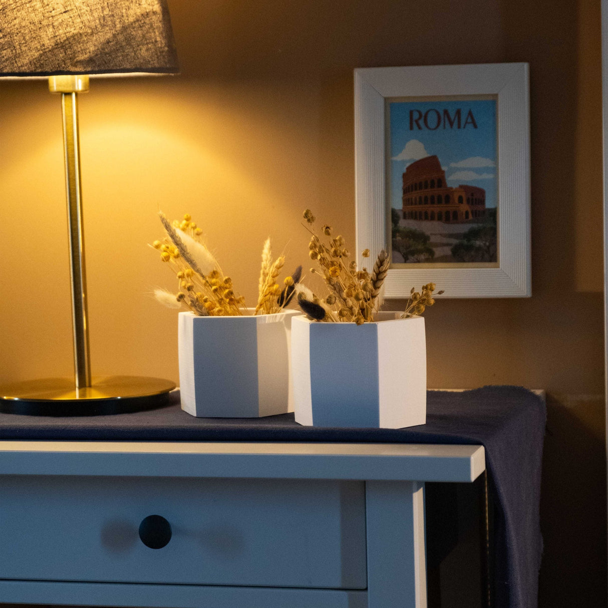 Gloria Home White Concrete Honeycomb Plant Pot