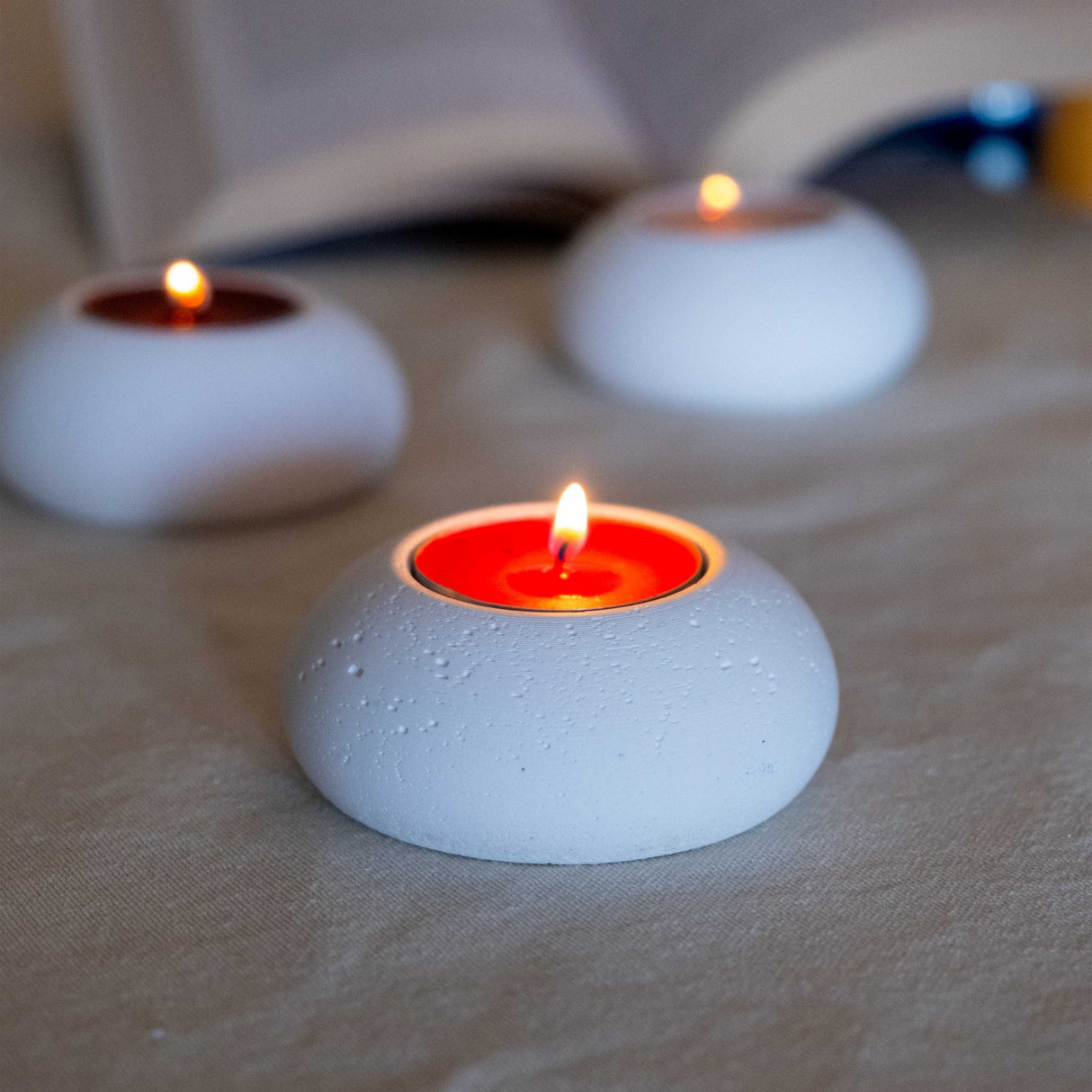 Gloria Home White Concrete Tealight Holder