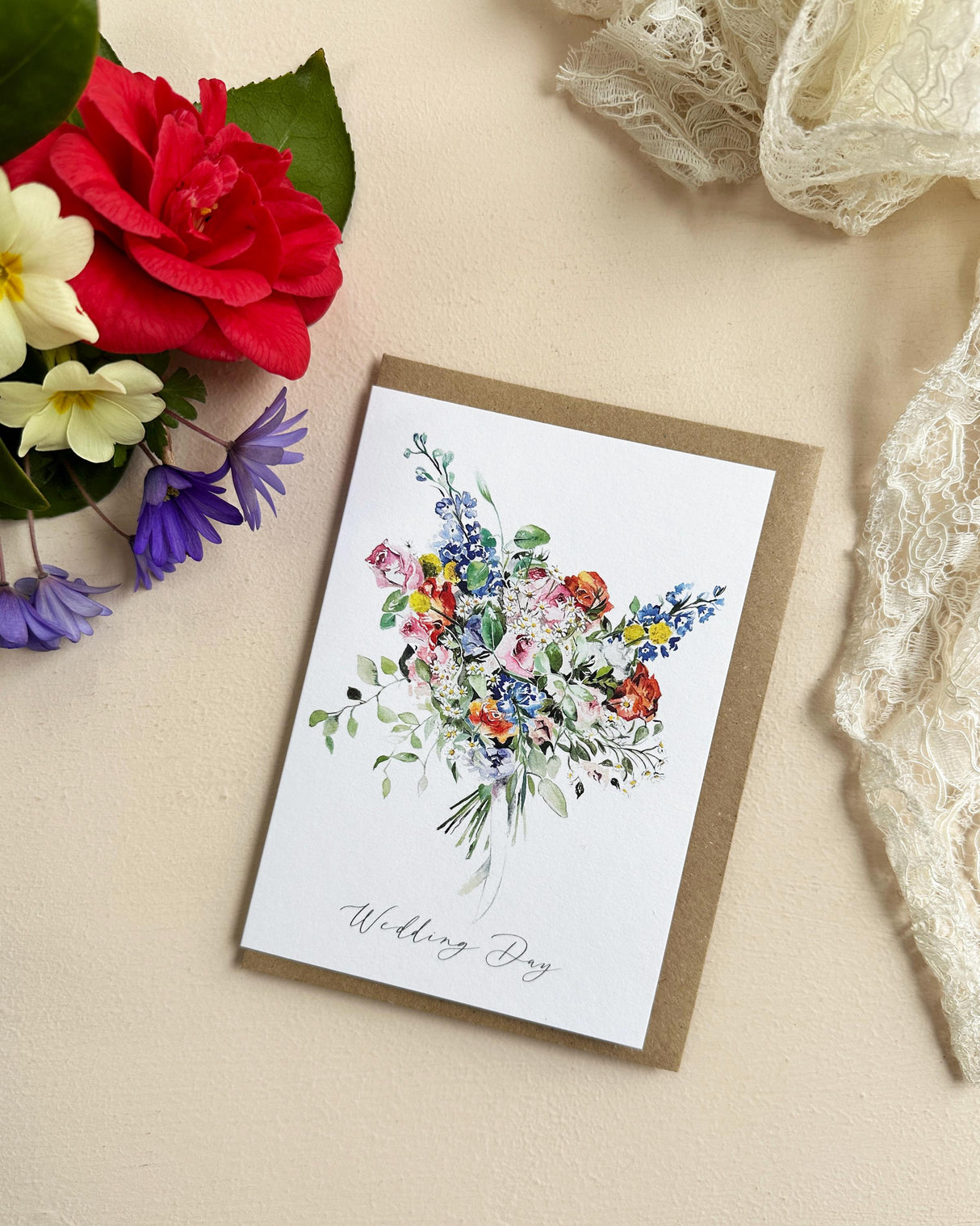 Katie Hipwell Design Floral Happy Wedding Day Card