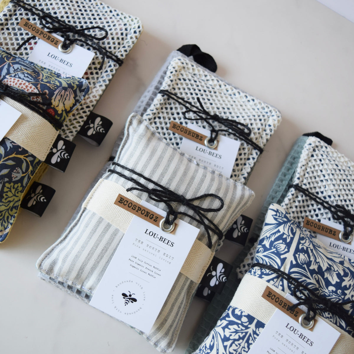 Lou-bees Grey Striped Linen Kitchen Trio