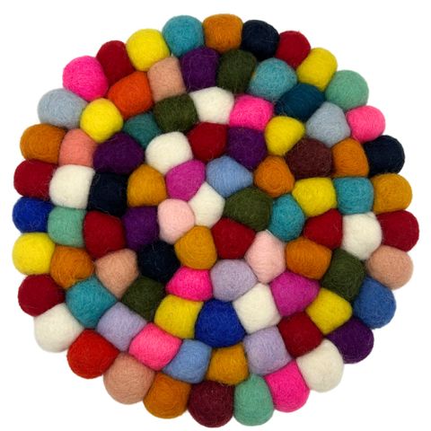 HatiNest Round Felt Ball Placemat - Multi Colour