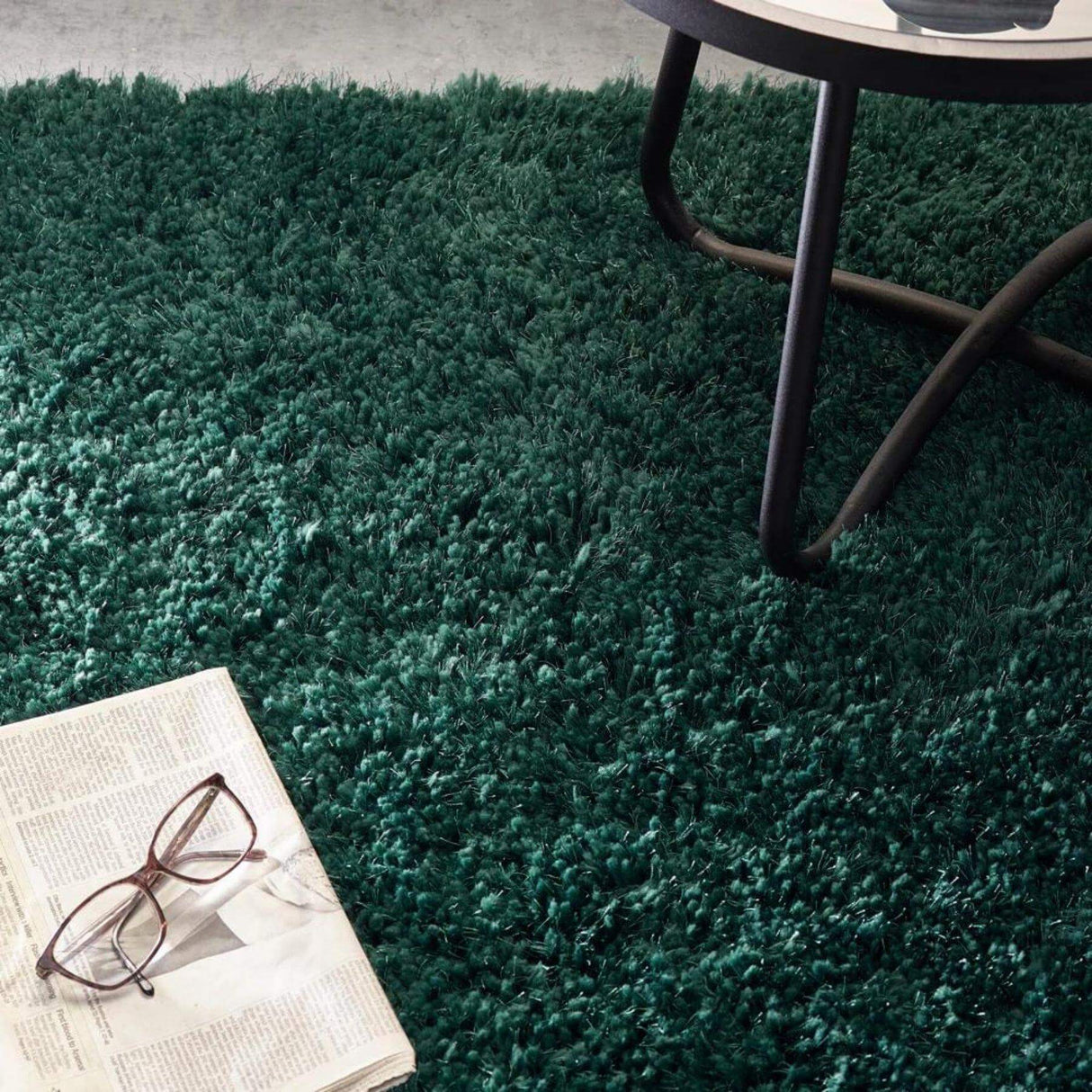 The Rugs Chicago Forest Green Shaggy Rug