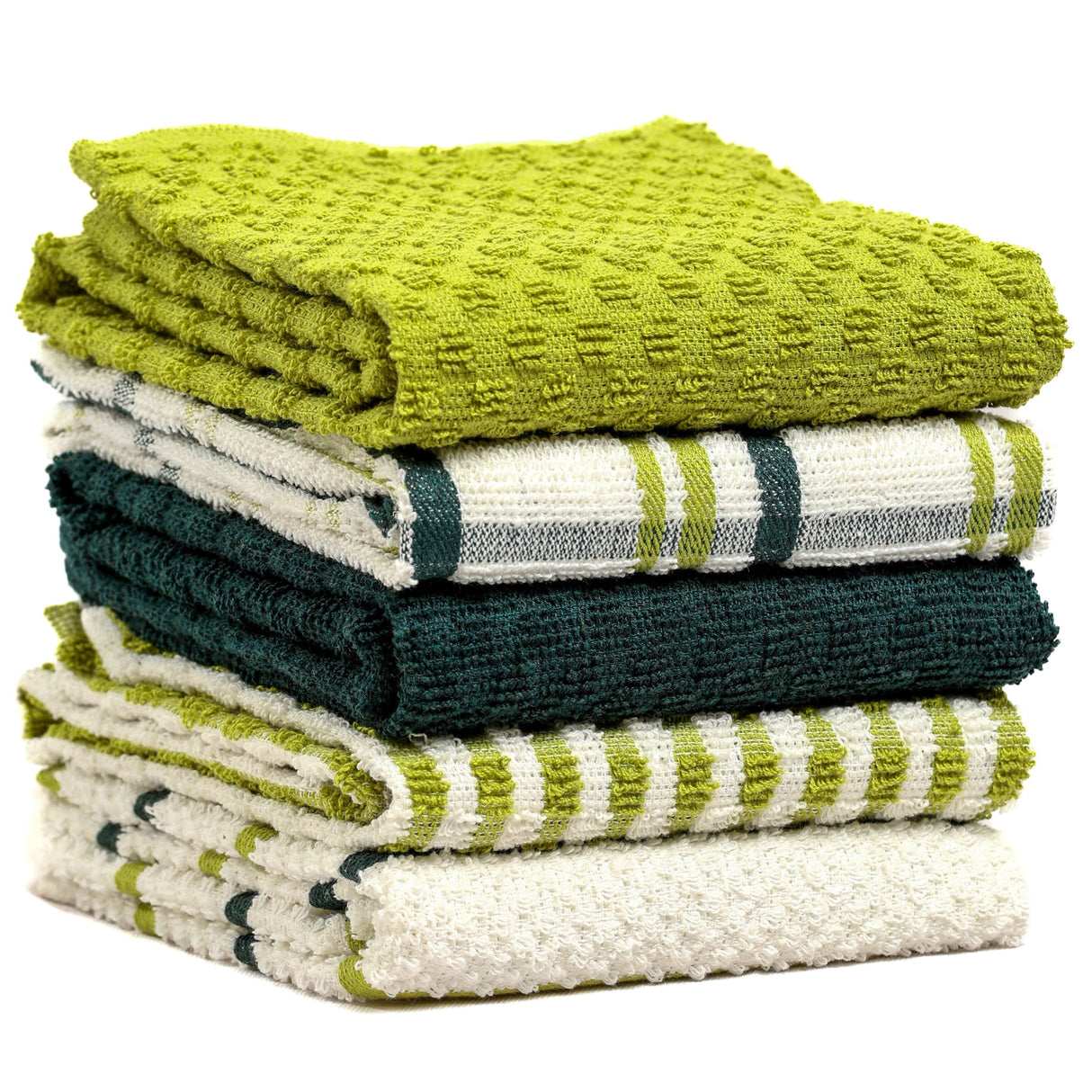 5 Pack Super Absorbent Check Quick Drying Cotton Terry Kitchen Tea Towels by OLIVIA ROCCO