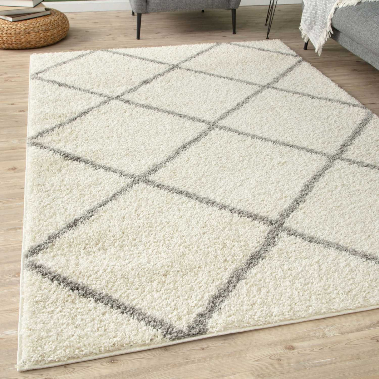 Moroccan Ivory Shaggy Rug 500 | The Rugs