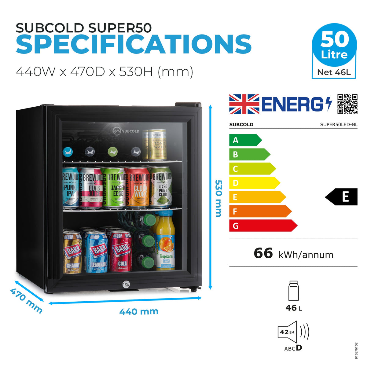 Subcold Super50 LED Beer Fridge | 50L