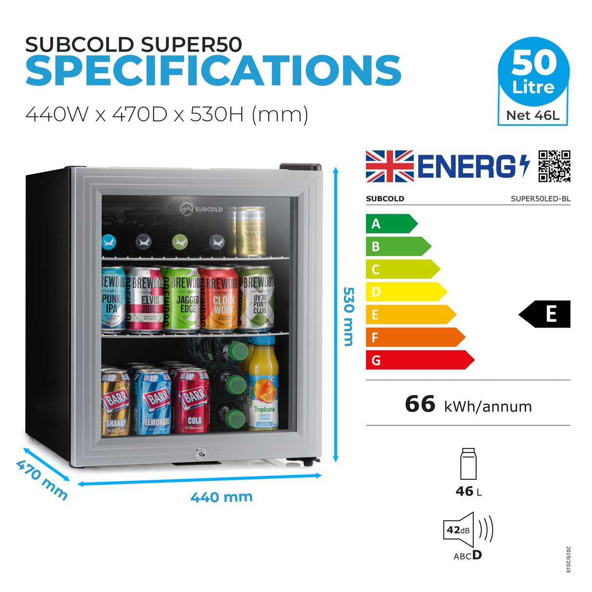 Subcold Super50 LED Beer Fridge | 50L
