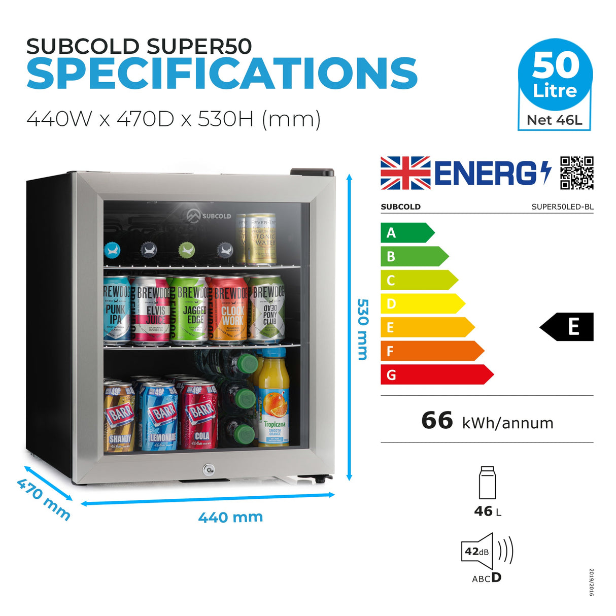 Subcold Super50 LED Beer Fridge | 50L