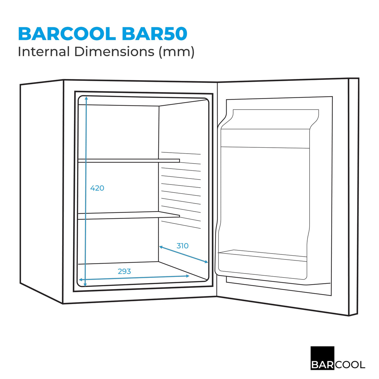 Subcold Barcool BAR50 LED Mini Bar Fridge - 50L