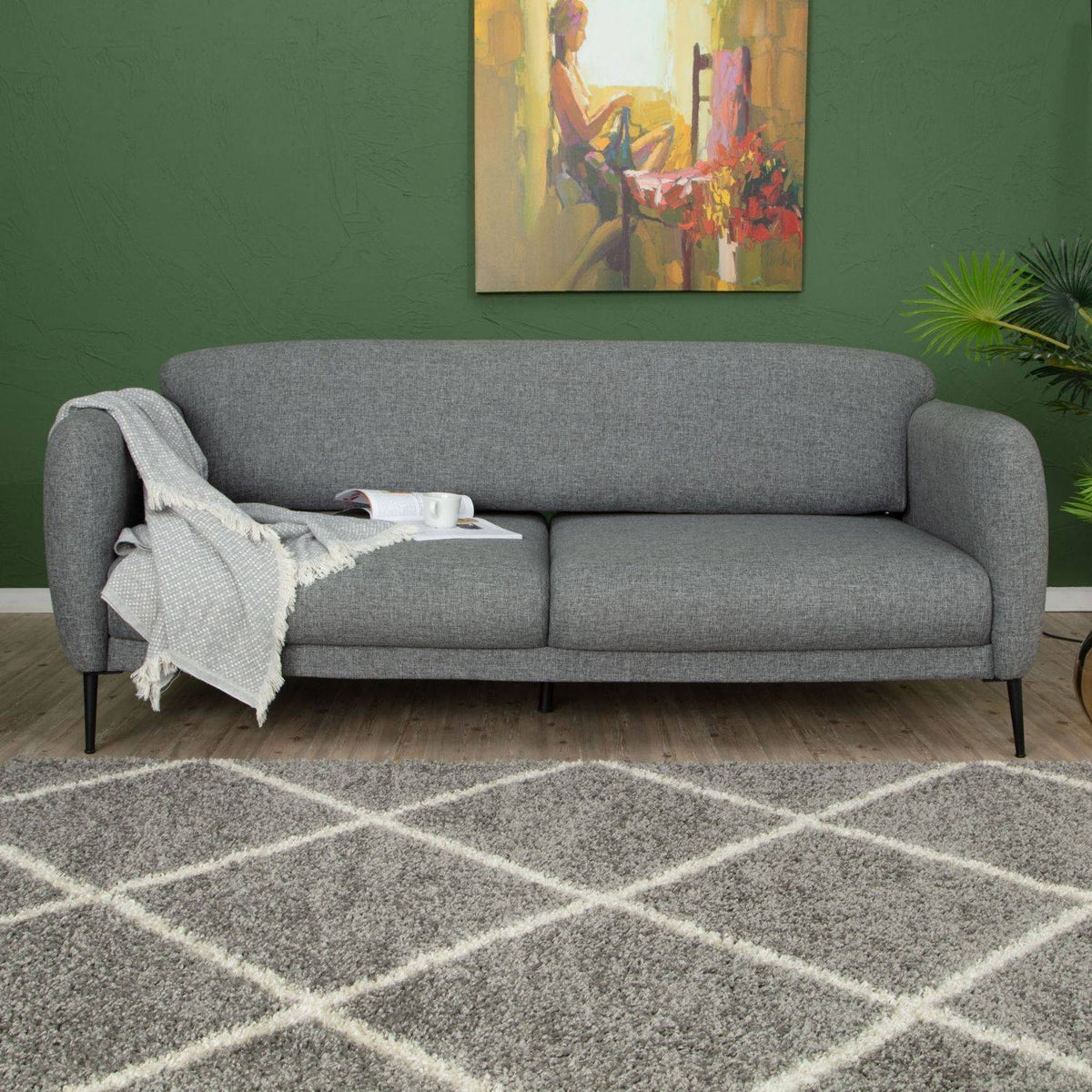 Moroccan Grey Shaggy Rug | 510