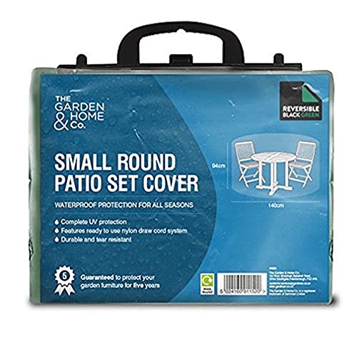 Small Round Patio Set Cover Reversible Green Black | Etree