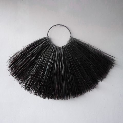 HatiNest Large Seagrass Fan Wall Decor - Black