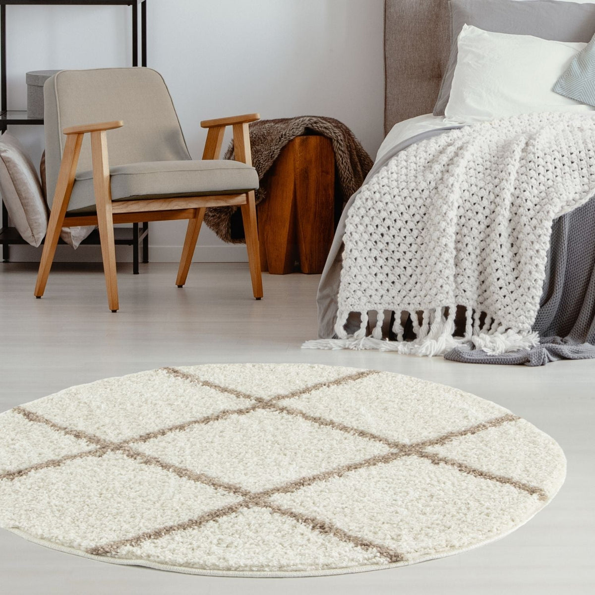 Moroccan Ivory Shaggy Rug 530 by The Rugs
