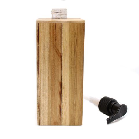 HatiNest Natural Teakwood Soap Dispenser Square