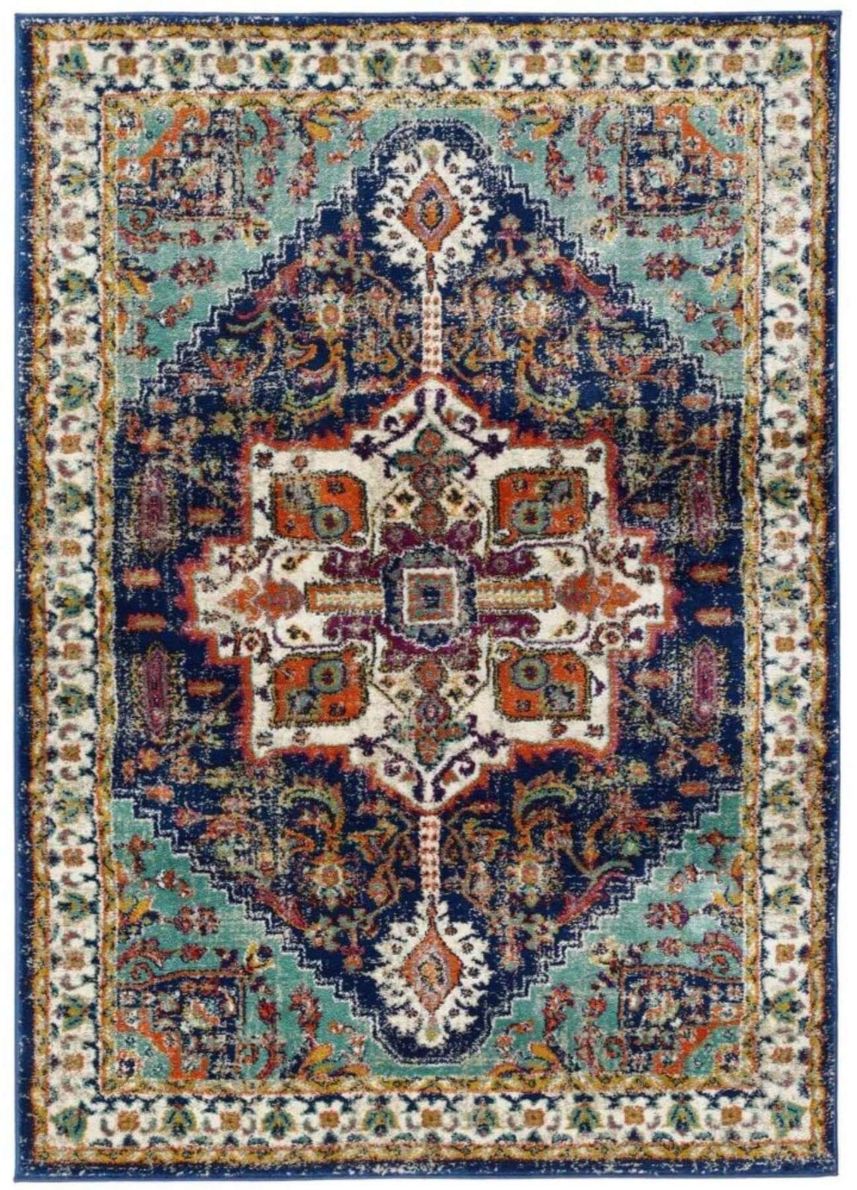 Granada Multicolour Vintage Rug Emerald by The Rugs