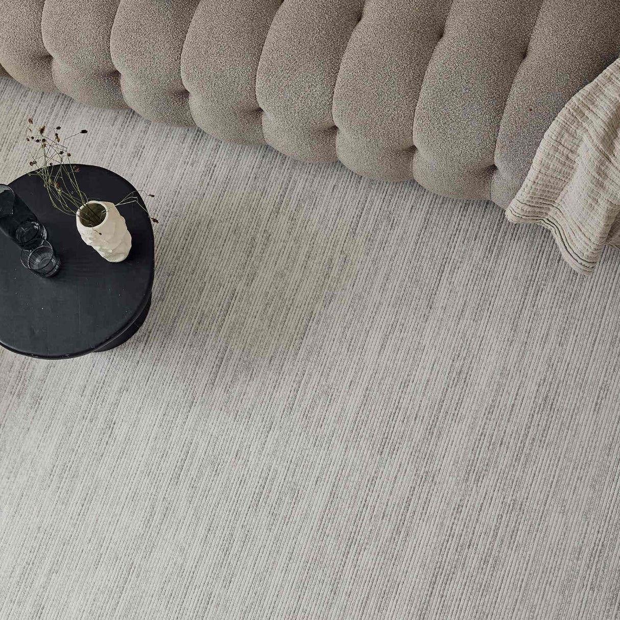 Carmel Cream-Grey Striped Rug | 6010