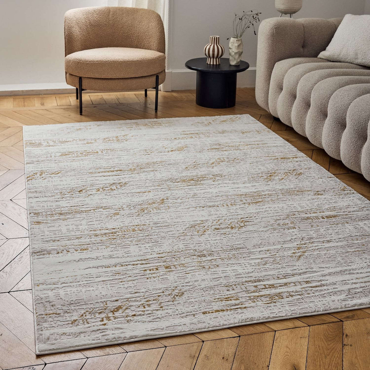Carmel Cream‑Gold Abstract Rug 6030 by The Rugs
