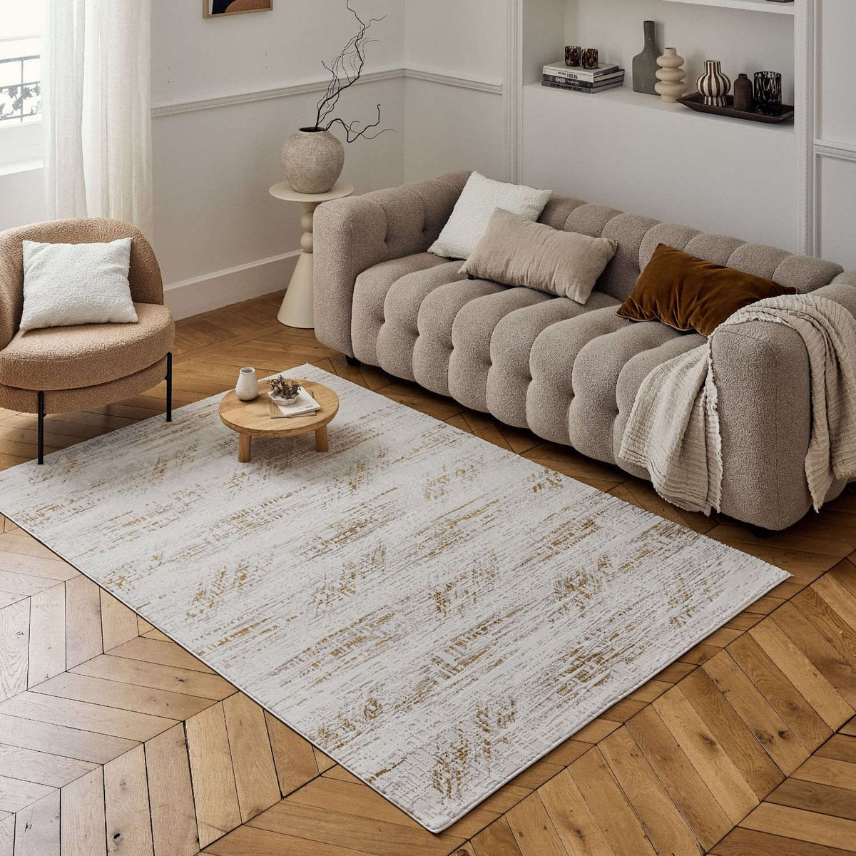 Carmel Cream‑Gold Abstract Rug 6030 by The Rugs