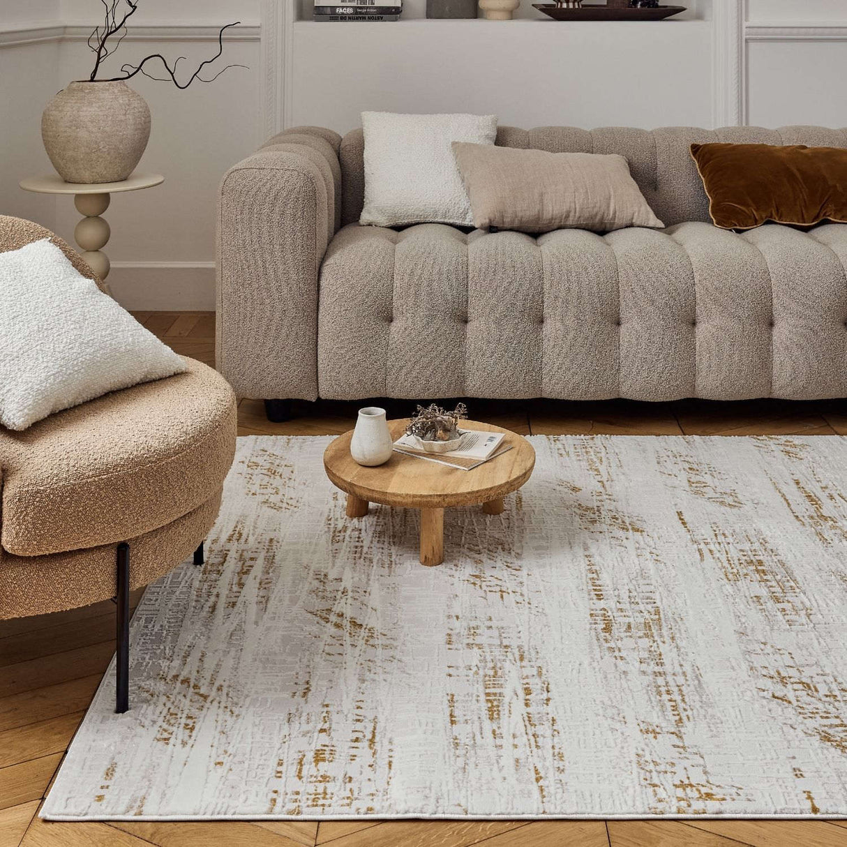 Carmel Cream‑Gold Abstract Rug 6030 by The Rugs