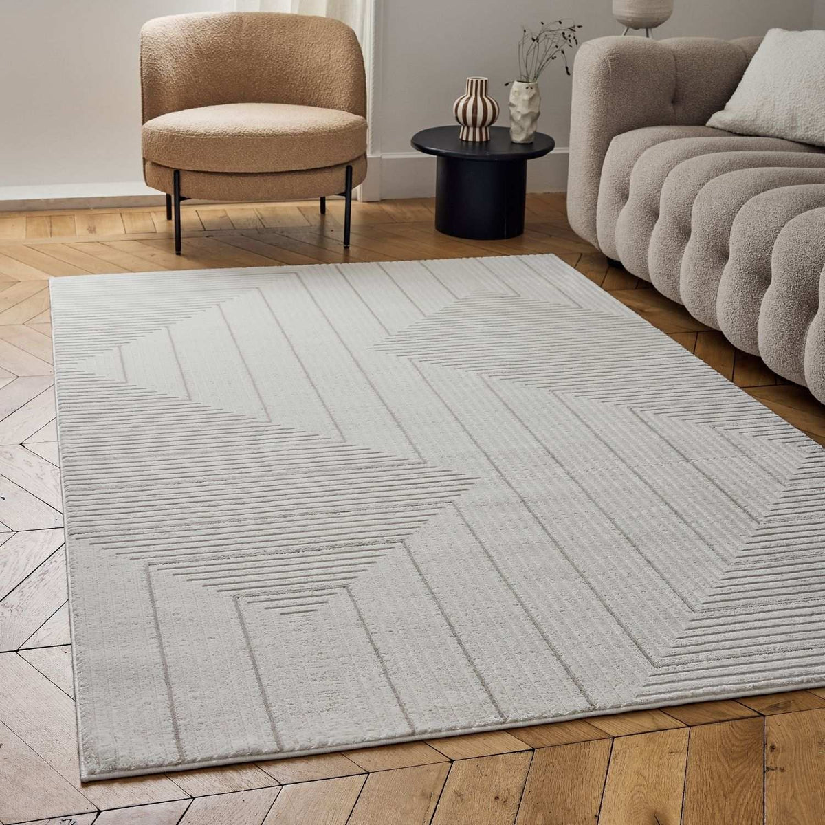 Carmel Cream-Beige Geometric Rug 6040 | The Rugs