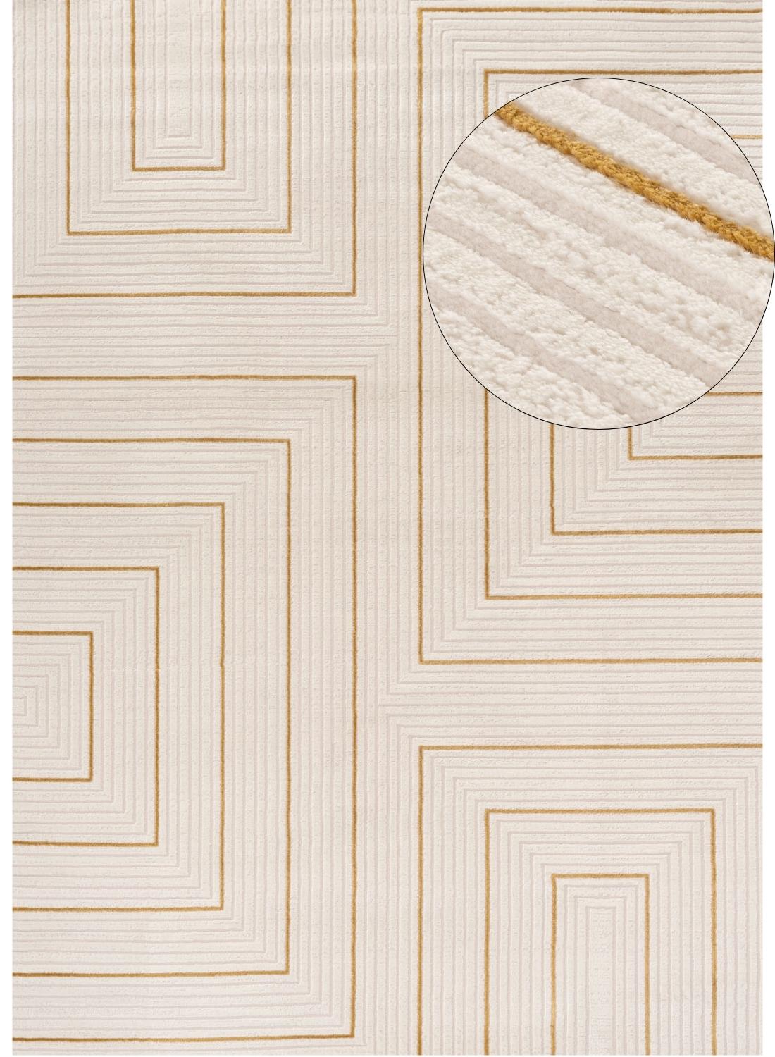 Carmel Cream-Gold Geometric Rug 6040 | The Rugs