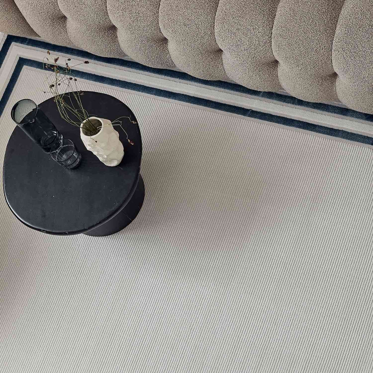 Carmel Cream‑Blue Bordered Rug 6060 | The Rugs