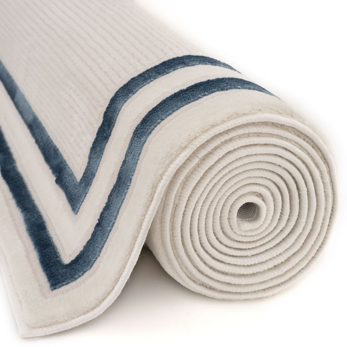 Carmel Cream‑Blue Bordered Rug 6060 | The Rugs
