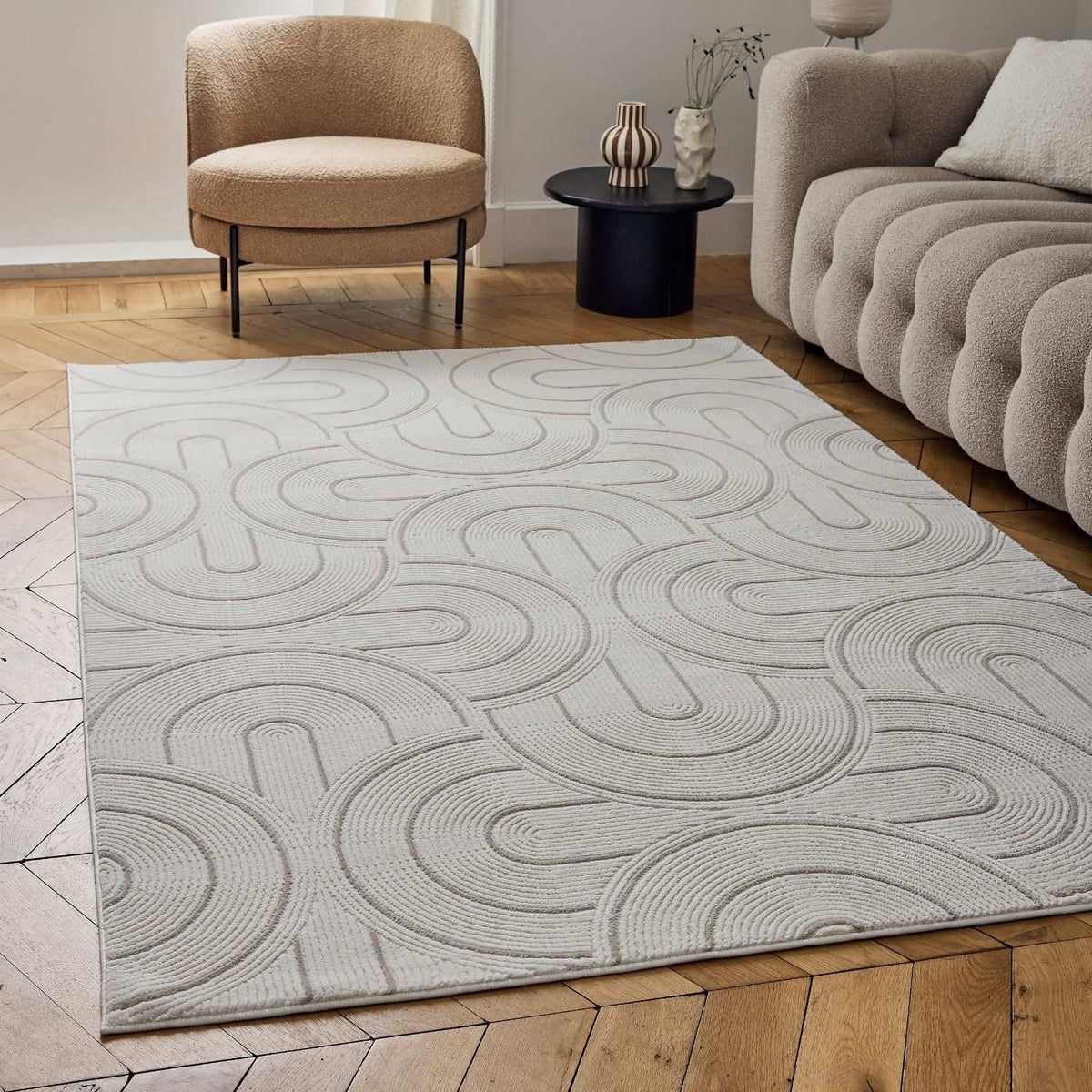 The Rugs Carmel Cream-Beige Geometric Rug 6070