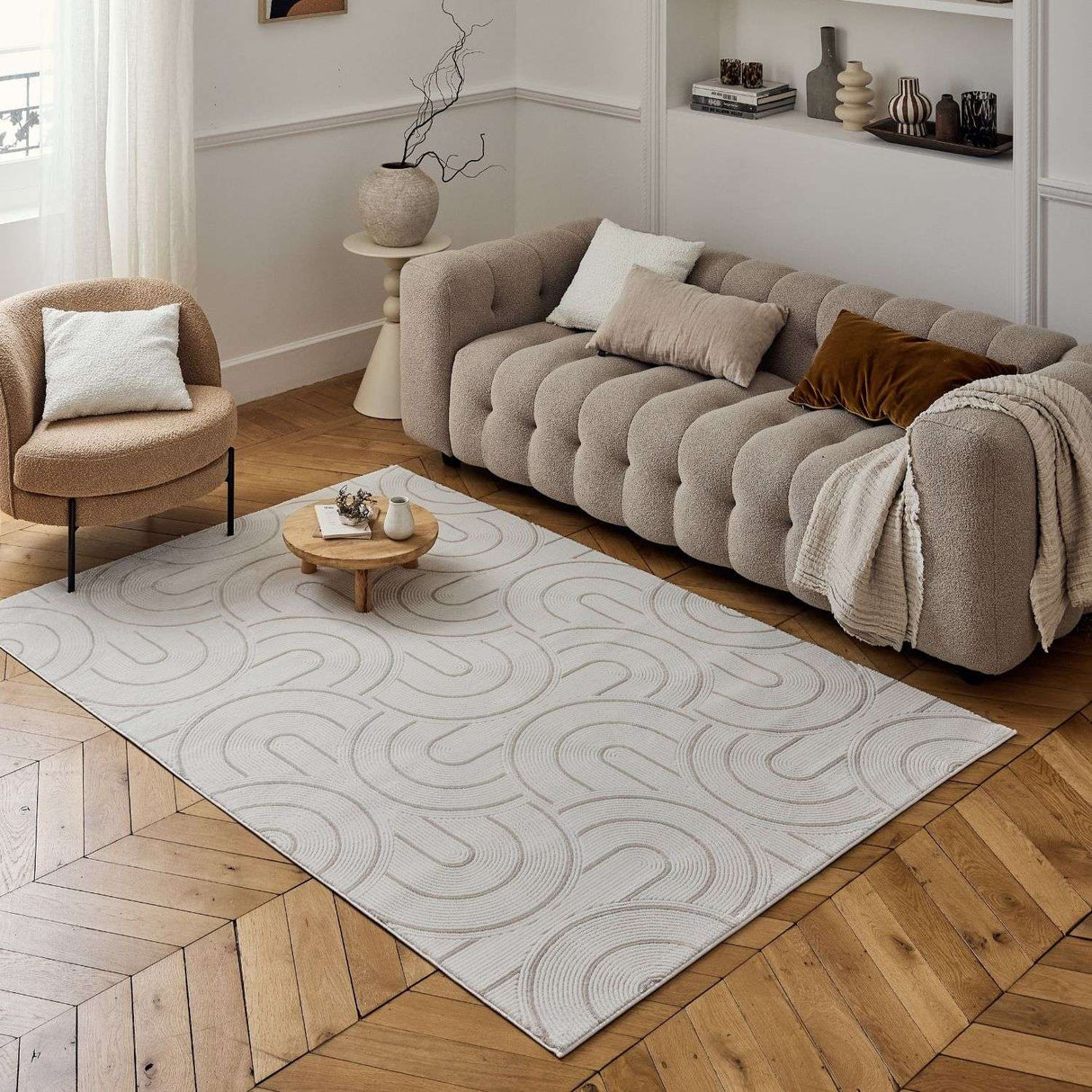 The Rugs Carmel Cream-Beige Geometric Rug 6070