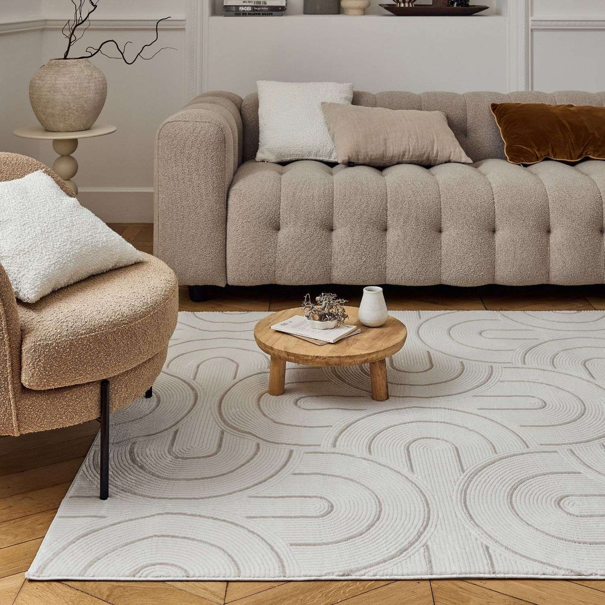 The Rugs Carmel Cream-Beige Geometric Rug 6070