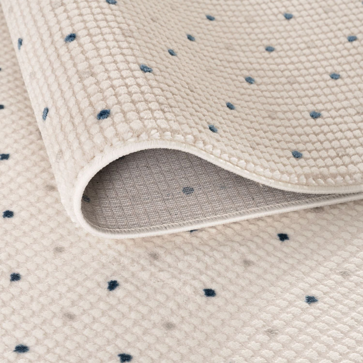 Carmel Cream‑Blue Dots Soft Indoor Floor Rug