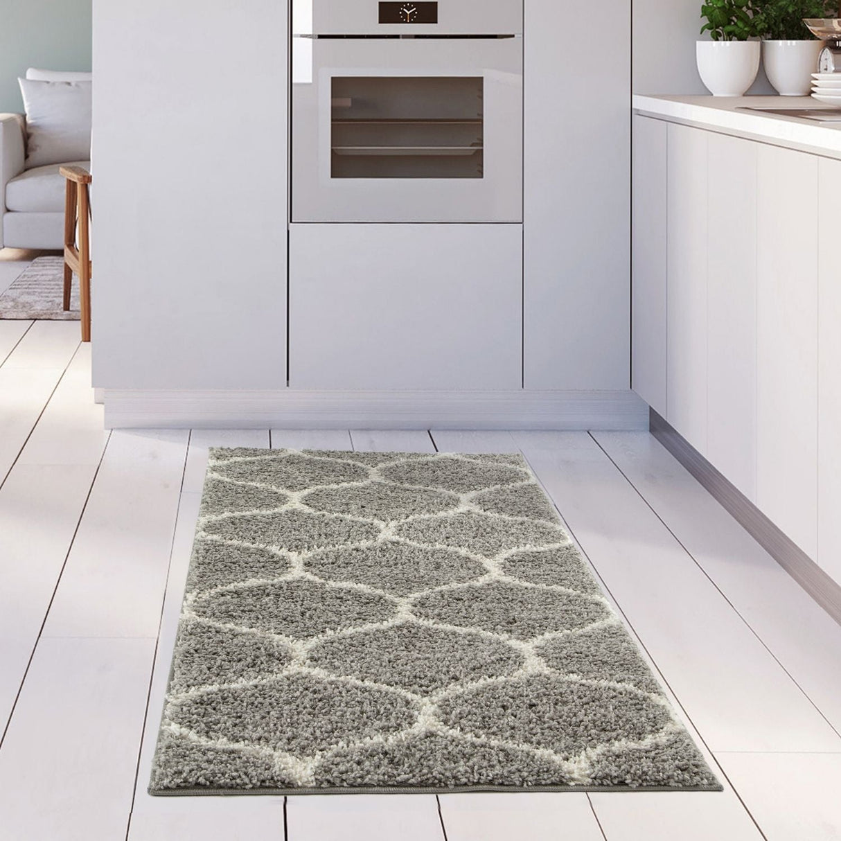 Moroccan Grey Shaggy Rug 610 by The Rugs