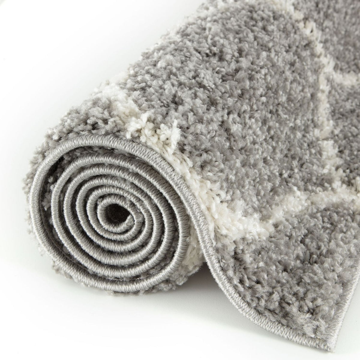 Moroccan Grey Shaggy Rug 610 by The Rugs