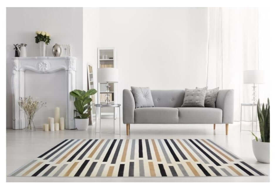 Abstract Multicolour Stripe Rug R469A by The Rugs