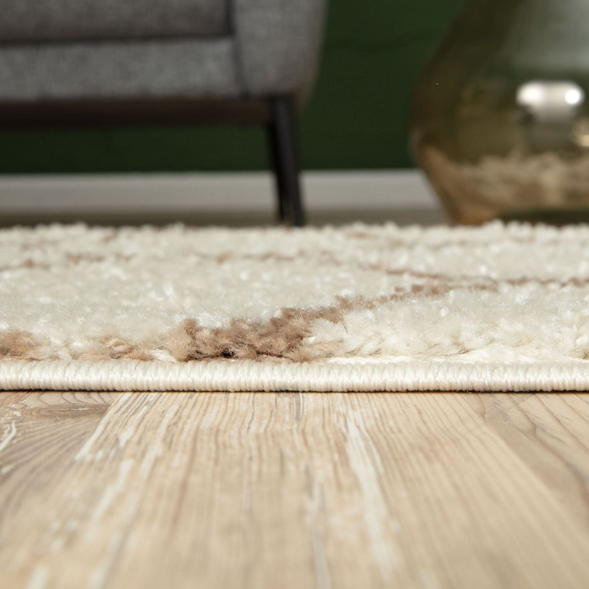Moroccan Ivory Shaggy Rug 630 by The Rugs