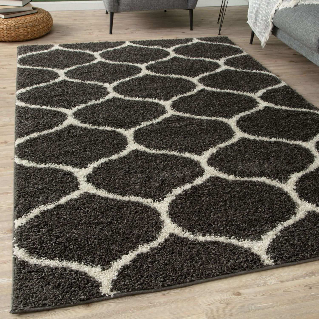The Rugs - Moroccan Dark Grey Shaggy Rug | 640