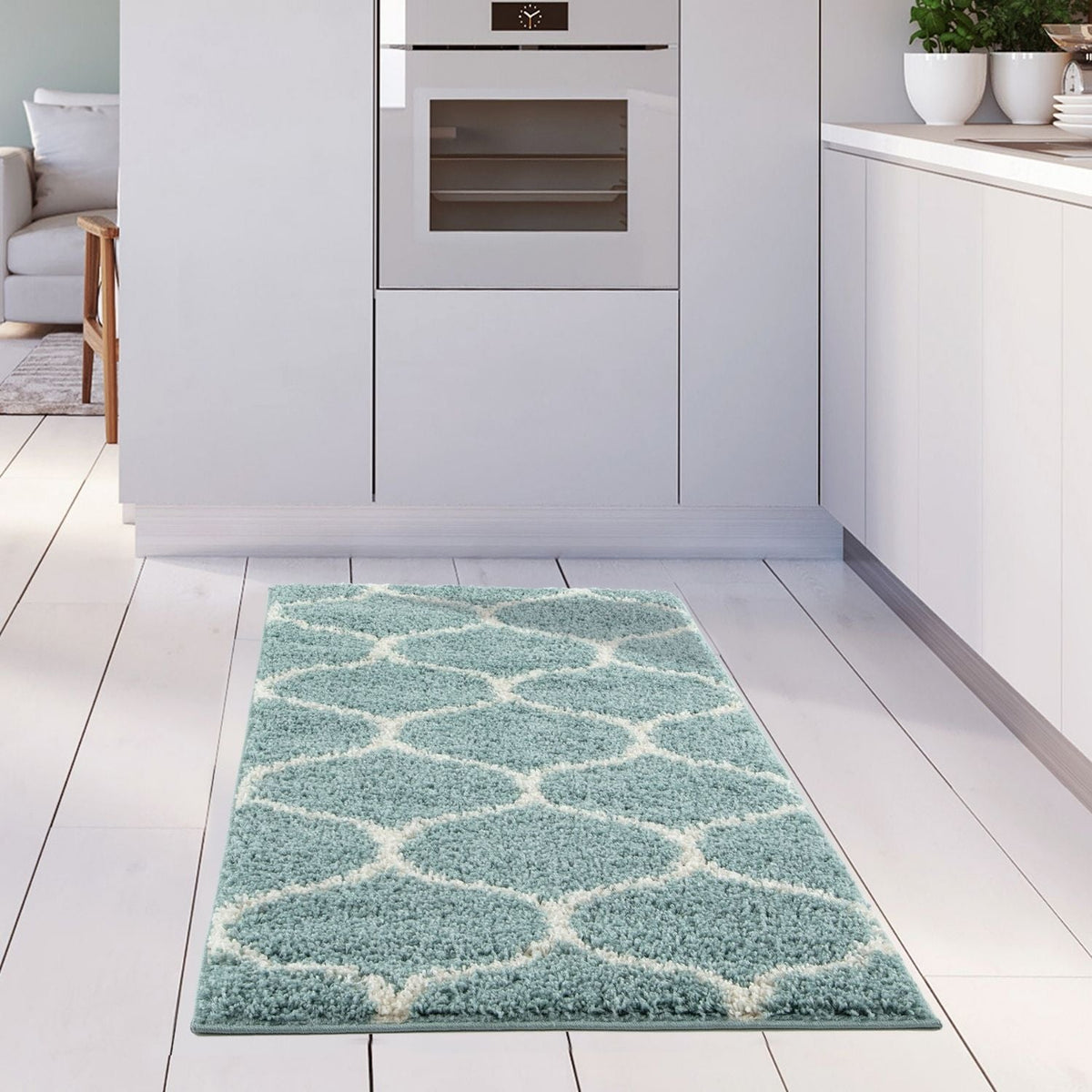 The Rugs Moroccan Duck Egg Blue Shaggy Rug 650