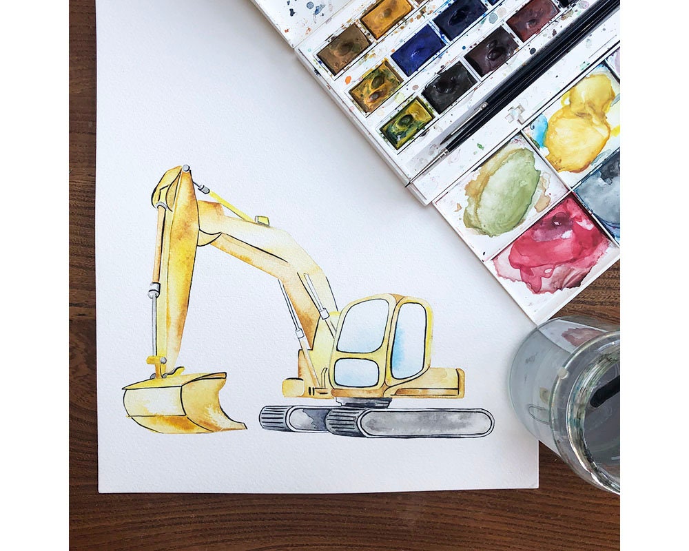 Digger Construction Site Greeting Card | Katie Hipwell Design