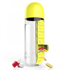 Asobu Pill Organizer Water Bottle, 600ml, Yellow