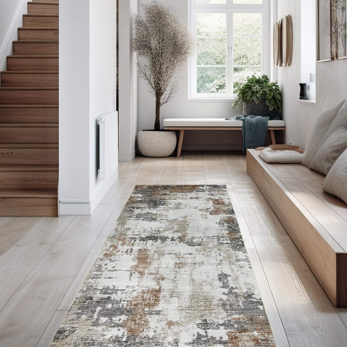 Tokyo Abstract Rust Indoor Floor Rug | The Rugs